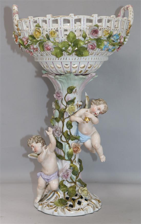 A Sitzendorf style putti centrepiece height 38cm